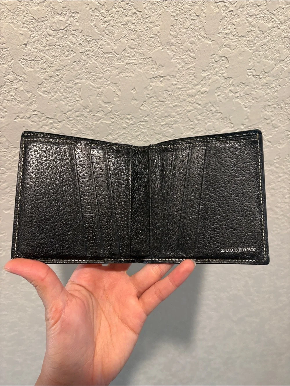 Burberry Black Leather Men's Bifold Wallet